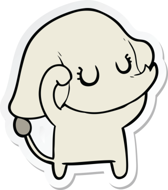 Bir insan tarafından çizilmiş şirin bir fil çıkartması.