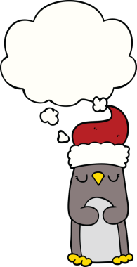 Bir insan tarafından çizilmiş düşünce baloncuğu olan bir penguen.