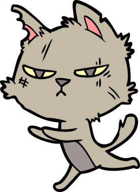 Bir insan tarafından çizilmiş sert çizgi film kedisi.