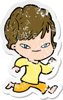 Bir insan tarafından çizilmiş mutlu bir karikatür çıkartması.