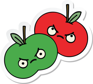 Bir insan tarafından çizilmiş şirin bir çizgi film elmasının çıkartması.