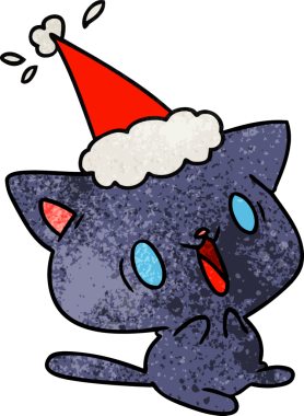 Bir insan tarafından çizilmiş kawaii kedisinin el yapımı karikatürü.