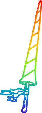 Gökkuşağı gradyan çizgi çizimi Bir insan tarafından çizilmiş bir karikatür şövalyesi mızrağı