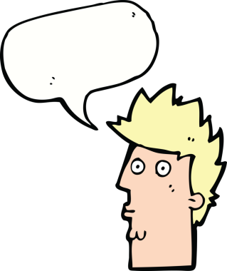 Bir insan tarafından çizilmiş konuşma baloncuğu ile karikatür şaşırdı