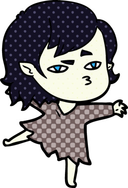 Bir insan tarafından çizilmiş vampir kız çizgi filmi.