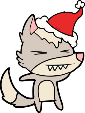 Kızgın kurt eli çizilmiş bir insan tarafından çizilmiş Noel Baba şapkası.