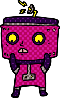 Bir insan tarafından çizilmiş çizgi film robotu