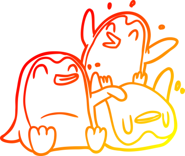 Bir insan tarafından çizilmiş mutlu bir penguen çizgisi.