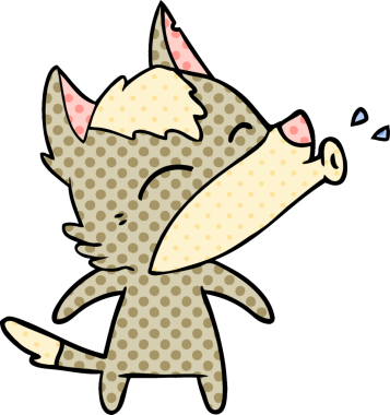 Bir insan tarafından çizilmiş uluyan kurt çizgi filmi.