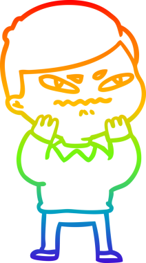 Bir insan tarafından çizilmiş kızgın bir adamın çizdiği gökkuşağı gradyanı çizimi