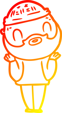 Bir insan tarafından çizilmiş sakallı bir adamın sıcak çizgi çizimi.