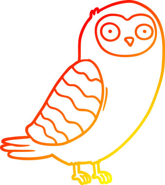 Bir insan tarafından çizilmiş bir baykuşun sıcak çizgi çizimi