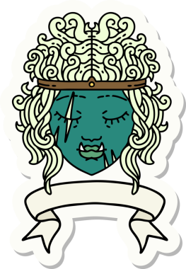 Bir insan tarafından çizilmiş ork barbar karakter suratı çıkartması.