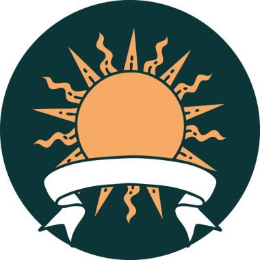 Bir insan tarafından çizilmiş güneş pankartıyla dövme biçimi simgesi