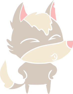 Bir insan tarafından çizilmiş düz renk çizgi film kurt ıslığı.