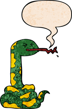 bir insan tarafından çizilmiş eski moda konuşma baloncuklu çizgi film tıslayan yılan.