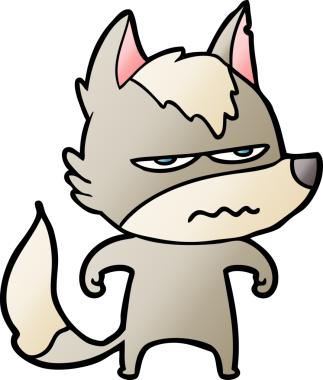 Bir insan tarafından çizilmiş rahatsız kurt çizgi filmi.