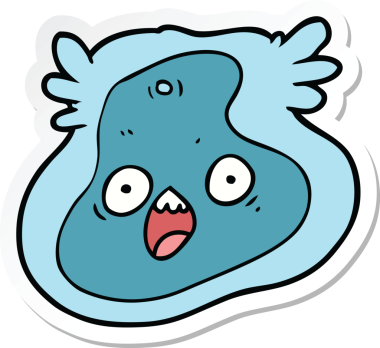 Bir insan tarafından çizilmiş karikatür mikrobu çıkartması.