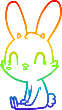 Gökkuşağı gradyan çizgisi. Bir insan tarafından çizilmiş şirin bir tavşan çizimi.