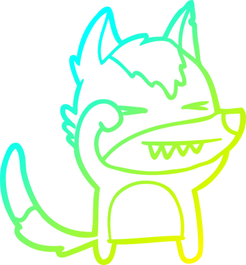 Bir insan tarafından çizilmiş yorgun bir kurt çizgi filmi.