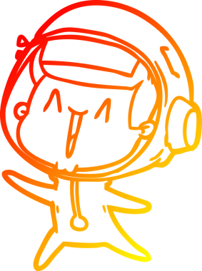 Bir insan tarafından çizilmiş mutlu bir astronotun sıcak çizgi çizimi.