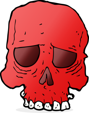 Bir insan tarafından çizilmiş ürkütücü bir kafatası.