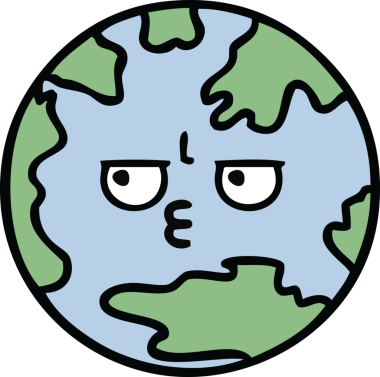 Bir insan tarafından çizilmiş şirin bir dünya karikatürü.