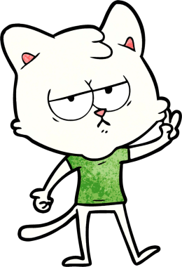 Bir insan tarafından çizilmiş sıkıcı çizgi film kedisi.