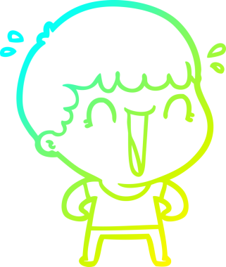 Bir insan tarafından çizilmiş gülen bir çizgi film karakterinin soğuk gradyan çizgisi.