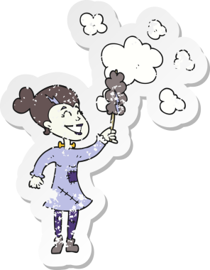 Bir insan tarafından çizilen zombi kadın çizgi filminin gerilimli yapıştırması.