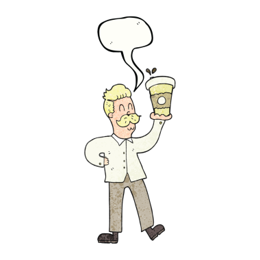 Bir insan tarafından çizilmiş kahve fincanlarıyla çizilmiş serbest konuşma balonu.