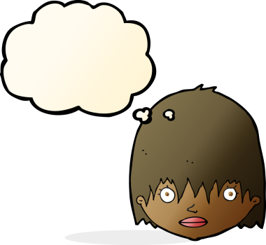 Bir insan tarafından çizilmiş düşünce baloncuğu olan bir karikatür.