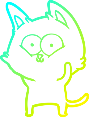 Bir insan tarafından çizilen çizgi film kedisinin soğuk gradyan çizgisi.