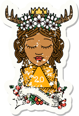 Retro Dövme Tarzı İnsan Druid Bir insan tarafından çizilmiş doğal yirmi zar ile