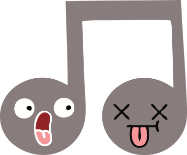 Bir insan tarafından çizilmiş bir notanın düz renkli retro karikatürü