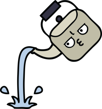 Bir insan tarafından çizilmiş tatlı bir çaydanlık karikatürü