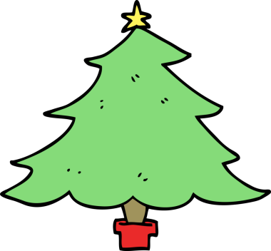 Bir insan tarafından çizilmiş karikatür noel ağacı