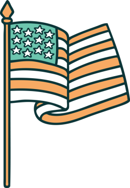 Amerikan bayrağının insan tarafından çizilmiş ikonik dövme şekli.