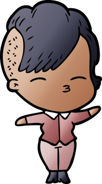 Bir insan tarafından çizilmiş şaşı çizgi film kızı.