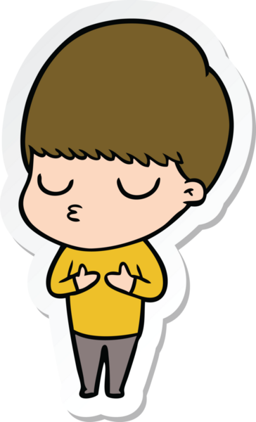 Bir insan tarafından çizilmiş sakin bir çocuğun çıkartması.