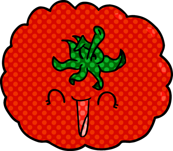 Bir insan tarafından çizilmiş mutlu domates.