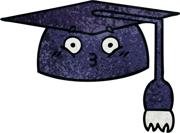 Mezuniyet şapkasının retro grunge deseni bir insan tarafından çizilmiş.