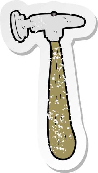 Bir insan tarafından çizilmiş bir karikatür çekiçinin gerilimli yapıştırması.