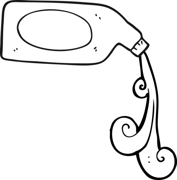 Bir insan tarafından çizilmiş siyah beyaz çizgi film temizlik ürünü.