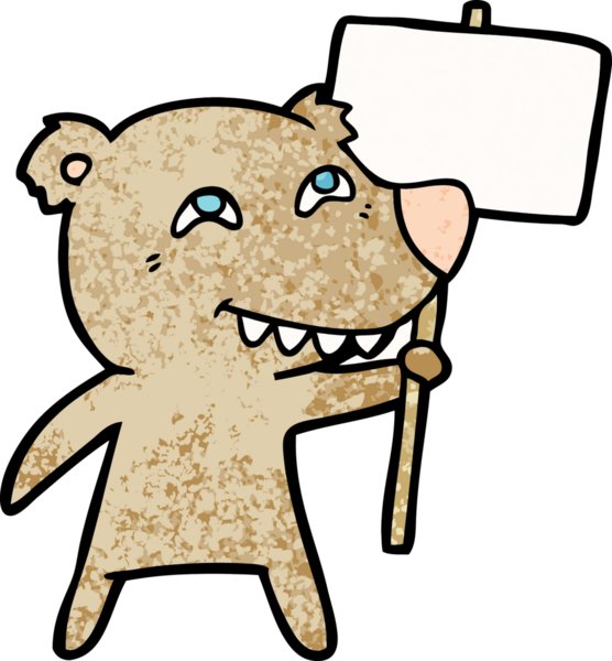 Bir insan tarafından çizilmiş protestolu çizgi film karakteri.