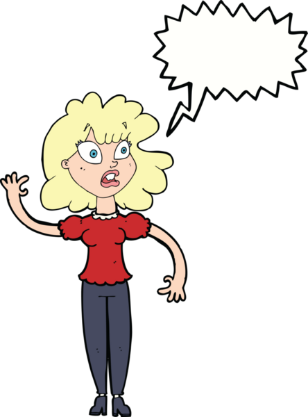 Bir insan tarafından çizilmiş konuşma balonuyla sallanan endişeli bir karikatür.