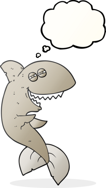 Bir insan tarafından çizilmiş serbest çizim balon karikatür gülen köpekbalığı.