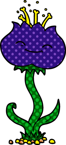 Bir insan tarafından çizilmiş sevimli karikatür çiçeği.