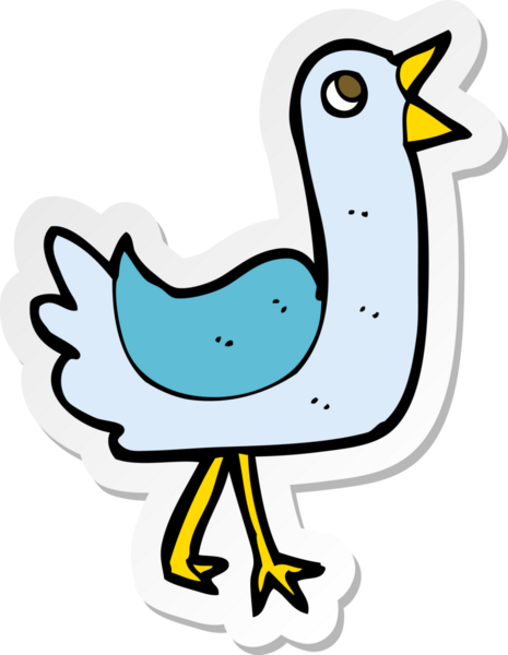 Bir insan tarafından çizilmiş çizgi film kuşunun çıkartması.