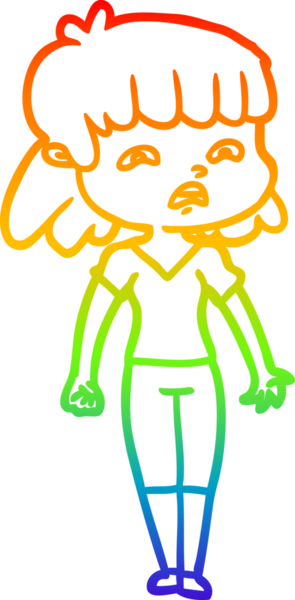 Gökkuşağı gradyan çizimi Bir insan tarafından çizilmiş endişeli bir çizgi kadın